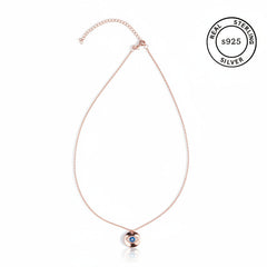 925 Sterling Silver Rose Gold Evil Eye Necklace