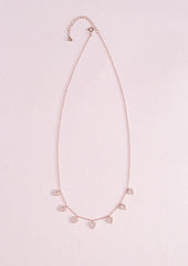 925 Sterling Silver Rose Gold Seven Heart Necklace