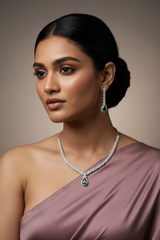 925 Sterling Silver Emerald Green Necklace Set