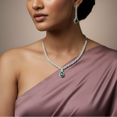 925 Sterling Silver Emerald Green Necklace Set