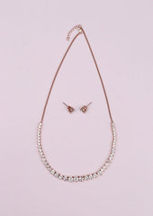 925 Sterling Rose Gold Solitaire Necklace Set