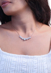 925 Sterling Silver Rose Gold 5 Solitaire Necklace