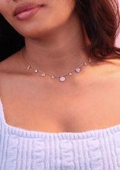 925 Sterling Silver Rose Gold Charm Necklace