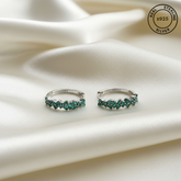 925 Sterling Silver Emerald Green Blush Sparkle Hoops
