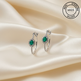 925 Sterling Silver Emerald Green Grace Hoop Earrings