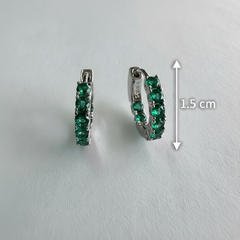 925 Sterling Silver Emerald Green Spark Hoop Earrings