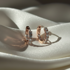 925 Sterling Silver Rosegold Spark Hoop Earrings