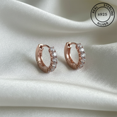925 Sterling Silver Rosegold Spark Hoop Earrings