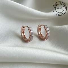 925 Sterling Silver Rosegold Spark Hoop Earrings