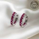 925 Sterling Silver Ruby Blush Hoop Earrings