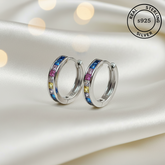 925 Sterling Silver Rainbow Luxe Hoop Earrings