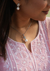 Silver Pearl Essence Pendant Set