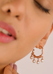 Rosegold Pearl Lava Hoop Earrings