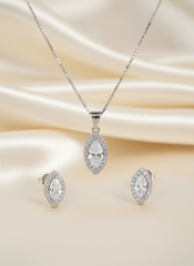 Silver Sleek Solitaire Pendant Set