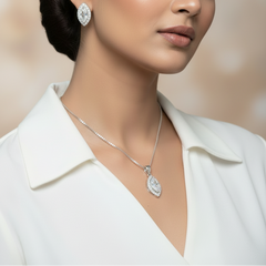 Silver Sleek Solitaire Pendant Set
