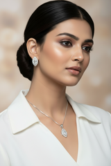 Silver Sleek Solitaire Pendant Set