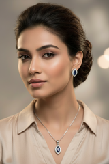 Silver Sapphire Sky Pendant Set