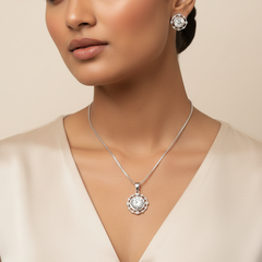 Silver Elegance Solitaire Pendant Set