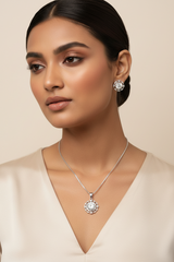 Silver Elegance Solitaire Pendant Set