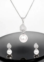 Silver Pearl Essence Pendant Set