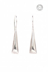Pair of Silver Sleek Shine Danglers on a white background with a visible brand logo.