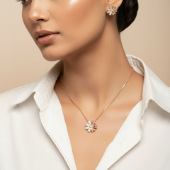 Rosegold Floral Charm Pendant Set