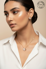 Rosegold Floral Charm Pendant Set