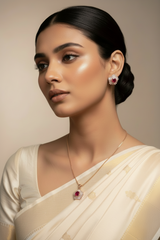 Rosegold Red Blossom Pendant Set