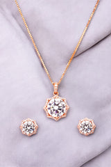 Rosegold Octagon Solitaire Pendant Set
