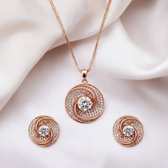 Rosegold Spiral Elegance Pendant Set