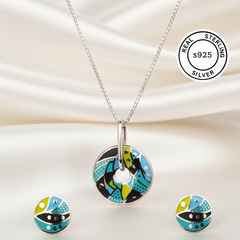 Silver Aqua Elegance Pendant Set