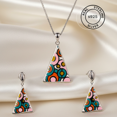 Silver Vibrant colorful Pendant Set