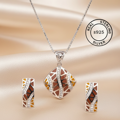 Silver Chic Brown Modern Pendant Set