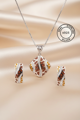 Silver Chic Brown Modern Pendant Set