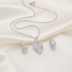 Silver Regal Blossom Pendant Set
