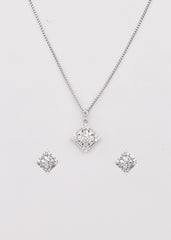 Silver Chic Rhombus Elegance Pendant Set