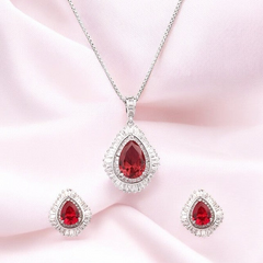 Silver Ruby Radiance Pendant Set