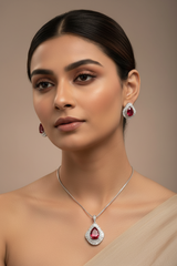 Silver Ruby Radiance Pendant Set