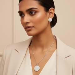 Silver Modern Asymmetrical Pendant Set