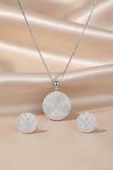 Silver Modern Asymmetrical Pendant Set