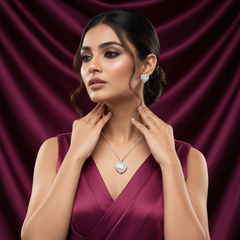 Silver Heart Desire Pendant Set