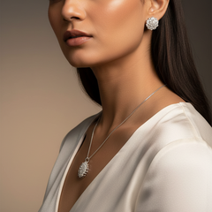 Silver Modern Elegance Round Pendant Set