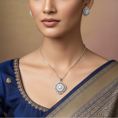 Silver Celestial Radiance Pendant Set