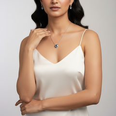 Silver Eternal Love Aqua Pendant Set