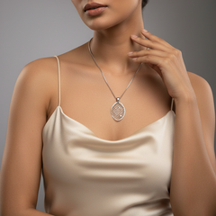 925 Sterling Silver Graceful Net Pendant With Chain