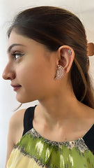 Crystal Cascade 925 Sterling Silver Ear Studs - Rose Gold
