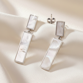 Silver Rectangle Mother of Pearl Dangles