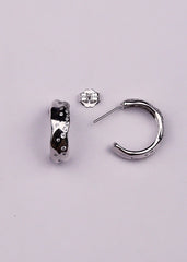 Silver Textured C Shaped Hoops