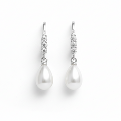 925 Sterling Silver Pearl Drop Dangle Earrings