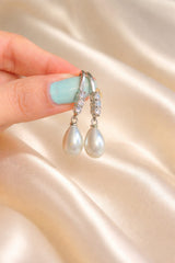 925 Sterling Silver Pearl Drop Dangle Earrings